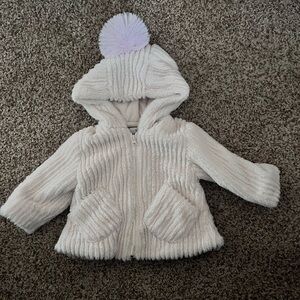 Cozy White Hooded Jacket with Pom Pom